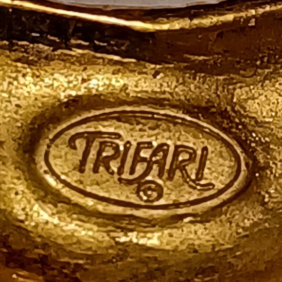 Vintage 80s Trifari Gold Collar Necklace Choker - Picture 6 of 8